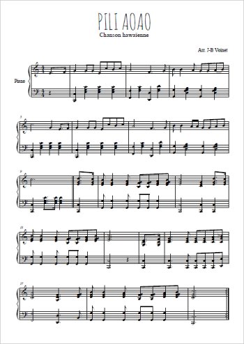Téléchargez l'arrangement pour piano de la partition de Pili aoao en PDF